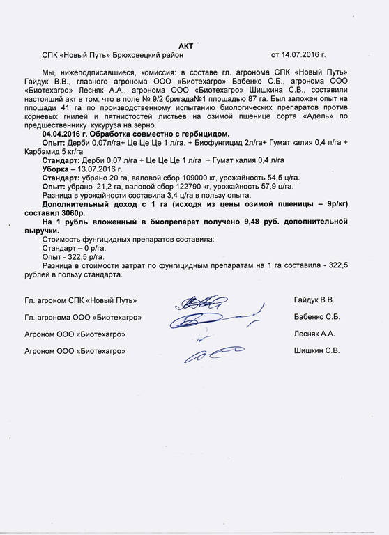 Акт СПК «Новый путь» Брюховецкий район Акт СПК «Новый путь» Брюховецкий район
